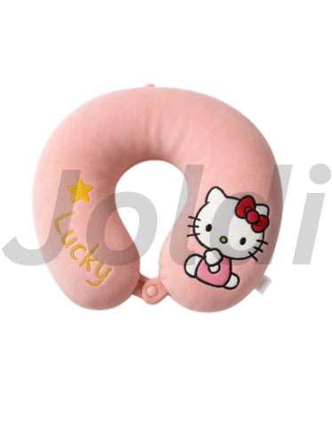 Comfortable Travel Neck Pillow for Car & Plane, Hello Kitty Pink